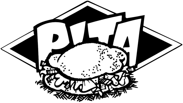 'PITA' lettering and sandwich vinyl sticker. Customize on line. Food Meals Drinks 040-0366